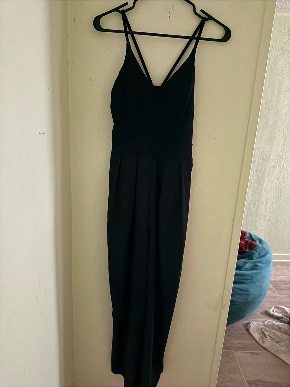 Elegant Black Wide Leg Pantsuit with Spaghetti Straps